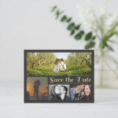 Stijlvol Script Grey Save the Date Collage Briefka Aankondigingskaart (Staand voorkant)