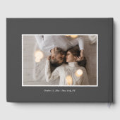 Stijlvol script grijs en wit | Foto Gastenboek (Achterkant)