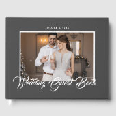 Stijlvol script grijs en wit | Foto Gastenboek (Voorkant)