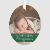 Stijlvol script groen Mijn eerste kerstBaby Ornament (voorkant)