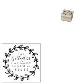 Stijlvol script & hand getekende krans retour adre rubberstempel (Gestempeld)