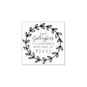 Stijlvol script & hand getekende krans retour adre rubberstempel (Afrduk)