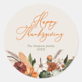 Stijlvol script Happy Thanksgiving Ronde Sticker