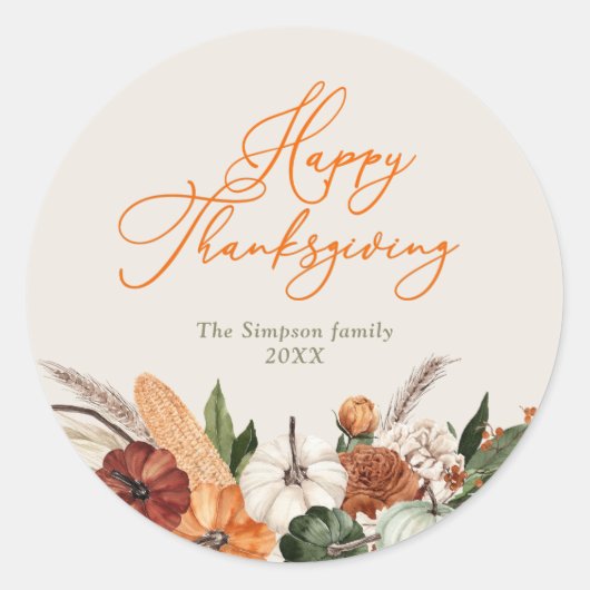 Stijlvol script Happy Thanksgiving Ronde Sticker (Voorkant)