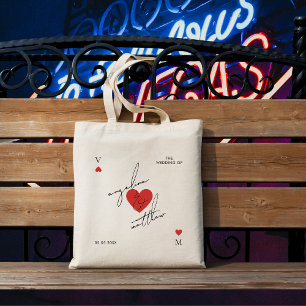 Stijlvol Script Hart Casino Vegas Huwelijks Favor Tote Bag