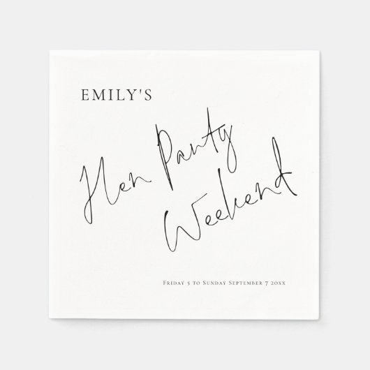 Stijlvol script Hen Party Weekend Servet (Voorkant)