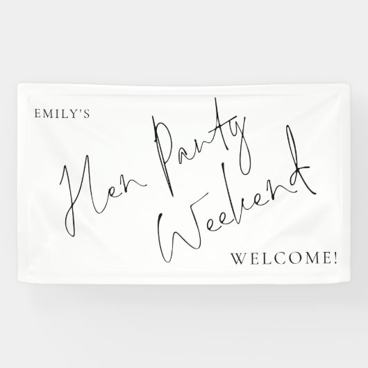Stijlvol script Hen Party Weekend Welkom Spandoek (Horizontaal)