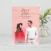 Stijlvol Script Huwelijk Save The Date Foto Kaart (Staand voorkant)