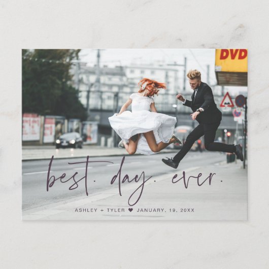 Stijlvol script | Huwelijksfoto Dank u Briefkaart (Voorkant)