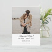 Stijlvol Script Huwelijksfoto Save The Date (Staand voorkant)