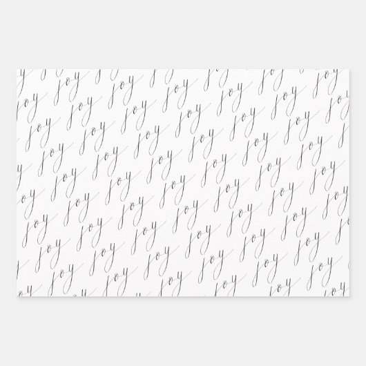 Stijlvol script Joy Black Gold White Holiday Inpakpapier Vel (Voorkant 3)