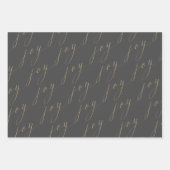 Stijlvol script Joy Black Gold White Holiday Inpakpapier Vel (Voorkant)