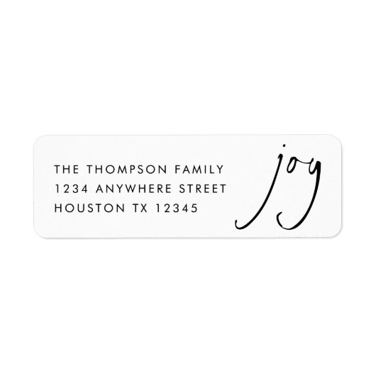 Stijlvol Script Joy Return Name Address Kerstl Etiket (Voorkant)