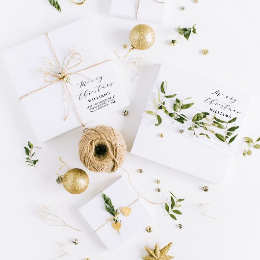 Stijlvol script kalligrafie vrolijke kerst familie zelfinktende stempel