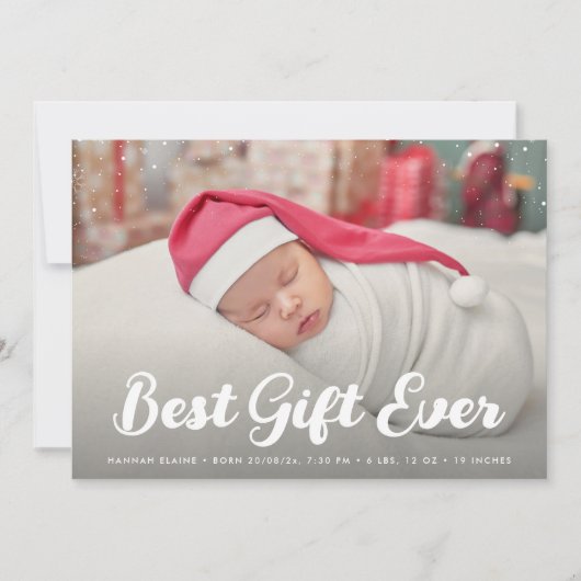 Stijlvol script Kerstvakantie geboorte aankondigin Aankondiging (Voorkant)