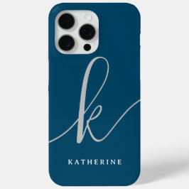 Stijlvol script marineblauw Hoesje-mate iPhone 15 Pro Max Hoesje