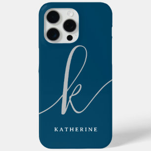 Stijlvol script marineblauw Hoesje-mate iPhone 15 Pro Max Hoesje