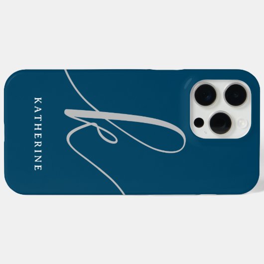 Stijlvol script marineblauw Hoesje-mate Case-Mate iPhone Case (Achterkant (horizontaal))