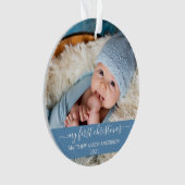 Stijlvol script Mijn eerste kerstbaby Blauw  Ornament (voorkant)
