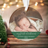 Stijlvol script Mijn eerste kerstBaby Groen Ornament