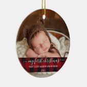 Stijlvol script Mijn eerste kerstBaby Keramisch Ornament (Rechts)