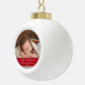 Stijlvol script Mijn eerste kerstrood Baby Keramische Bal Ornament (Rechts)