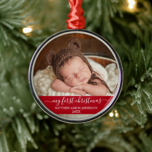 Stijlvol script Mijn eerste kerstrood Baby Metalen Ornament