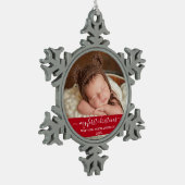 Stijlvol script Mijn eerste kerstrood Baby Tin Sneeuwvlok Ornament (Links)