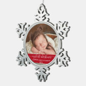 Stijlvol script Mijn eerste kerstrood Baby Tin Sneeuwvlok Ornament (Rechts)