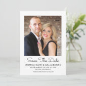 Stijlvol Script Minimaal Bewaar De Datum Foto Save The Date (Staand voorkant)
