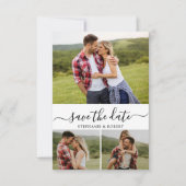 Stijlvol script minimalistisch 3 foto collage brui save the date (Voorkant)