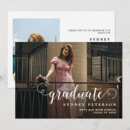 Stijlvol Script Modern 2 Photo Graduation Party Kaart