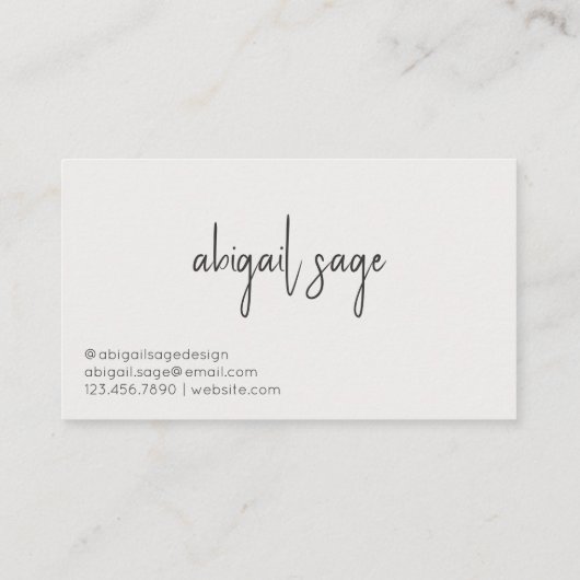 Stijlvol script Modern minimalistisch donker op li Visitekaartje (Achterkant)