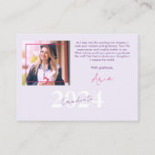 Stijlvol Script Modern Roze Eenvoudig Foto Afstude Informatiekaartje (Achterkant)