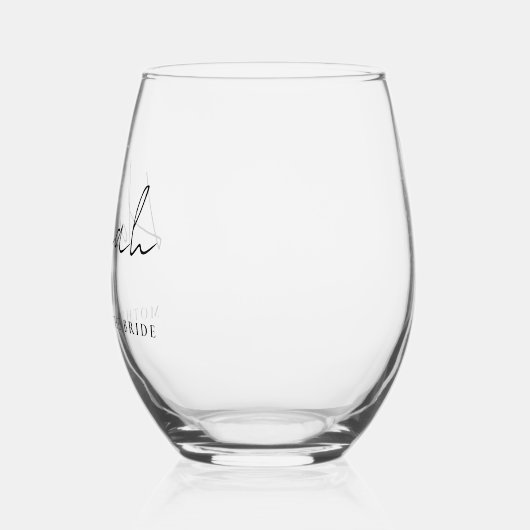 Stijlvol script moeder van de bruid bruiloft wijnglas zonder voet (Links)