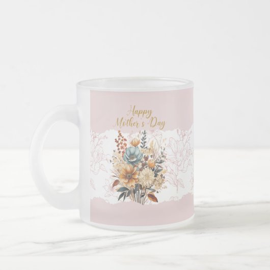 Stijlvol script Moederdag Roze Bloemen Matglas Koffiemok (Links)