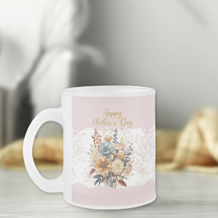 Stijlvol script Moederdag Roze Bloemen Matglas Koffiemok