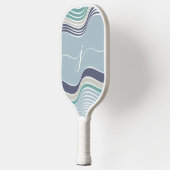 Stijlvol Script Monogram Abstract Retro Blue Wavy Pickleball Paddle (Links)