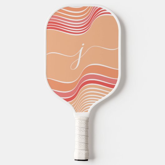 Stijlvol Script Monogram Abstract Retro Pink Wavy Pickleball Paddle (Achterkant)