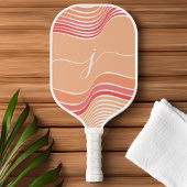 Stijlvol Script Monogram Abstract Retro Pink Wavy Pickleball Paddle