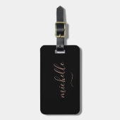 Stijlvol Script Monogram Black Gold Girly Bagagelabel (Voorkant verticaal)