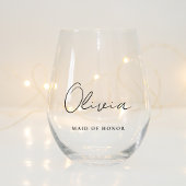 Stijlvol script Monogram Bruids Feest Wijnglas Zonder Voet