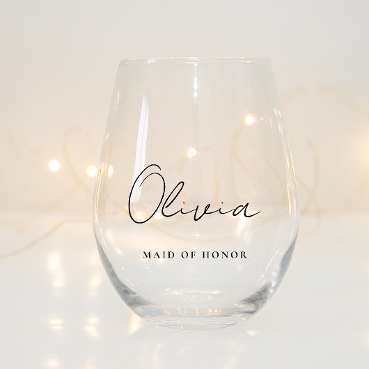 Stijlvol script Monogram Bruids Feest Wijnglas Zonder Voet