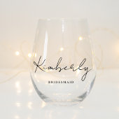 Stijlvol script Monogram Bruids Feest Wijnglas Zonder Voet