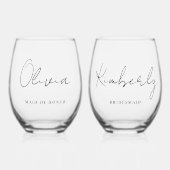 Stijlvol script Monogram Bruids Feest Wijnglas Zonder Voet (Voorkant)