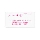 Stijlvol Script Monogram Hot Pink Modern Typografi Etiket (Voorkant)