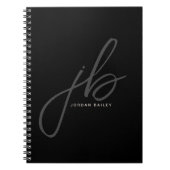 Stijlvol Script Monogram Initialen en naam Notitieboek (Voorkant)