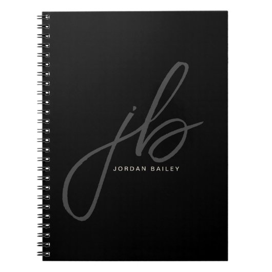 Stijlvol Script Monogram Initialen en naam Notitieboek (Voorkant)