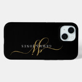Stijlvol Script Monogram Initialen Goud Zwart Case-Mate iPhone Case (Achterkant (horizontaal))