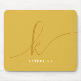Stijlvol Script Monogram Mosterdgeel Muismat